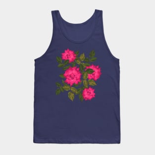 CASTLE ROSE Whimsigothic Maximalist Floral Love Roses in Dark Moody Romantic Gothic Jewel Tones Fuchsia Pink Green - UnBlink Studio by Jackie Tahara Tank Top